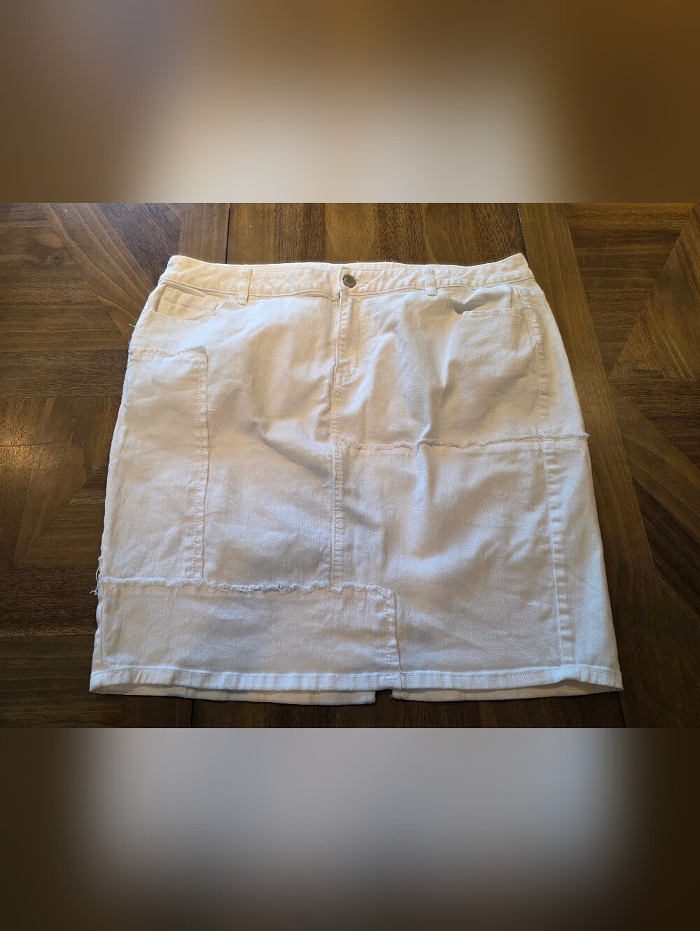 Lane Bryant Denim White Skirt Sz 20 / 2X Patchwork Western Heritage Classic